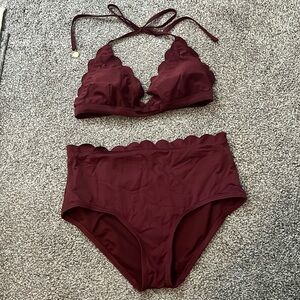 Kate Spade New York Scalloped Triangle Bikini, Size Large